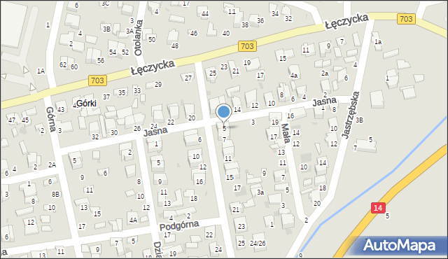 Łowicz, Jasna, 5, mapa Łowicza