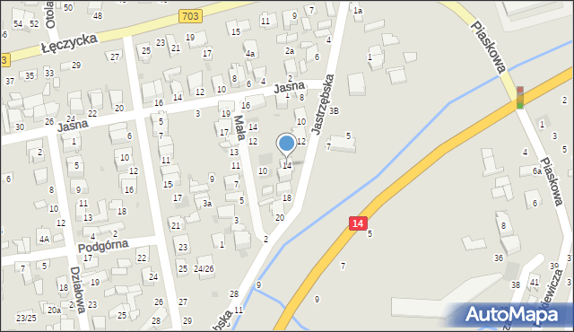 Łowicz, Jastrzębska, 14, mapa Łowicza