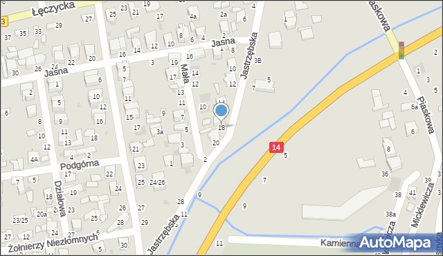 Łowicz, Jastrzębska, 18, mapa Łowicza