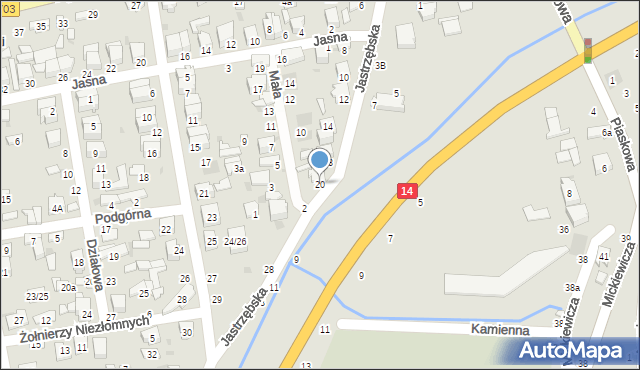 Łowicz, Jastrzębska, 20, mapa Łowicza