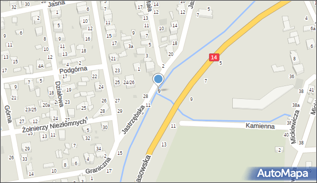 Łowicz, Jastrzębska, 9, mapa Łowicza