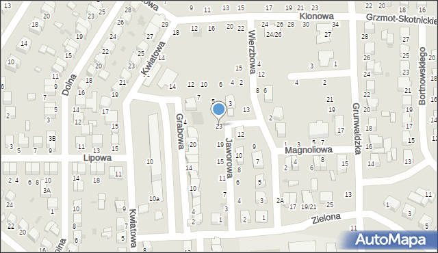 Łowicz, Jaworowa, 23, mapa Łowicza
