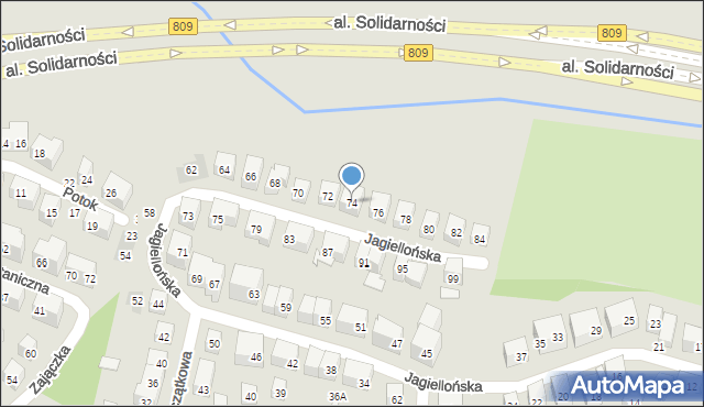 Lublin, Jagiellońska, 74, mapa Lublina