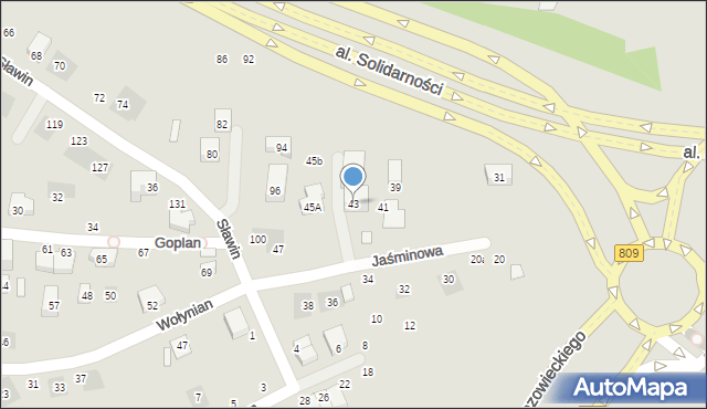 Lublin, Jaśminowa, 43, mapa Lublina