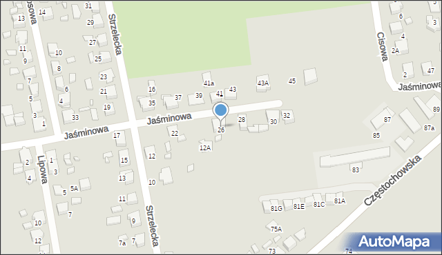 Lubliniec, Jaśminowa, 26, mapa Lubliniec