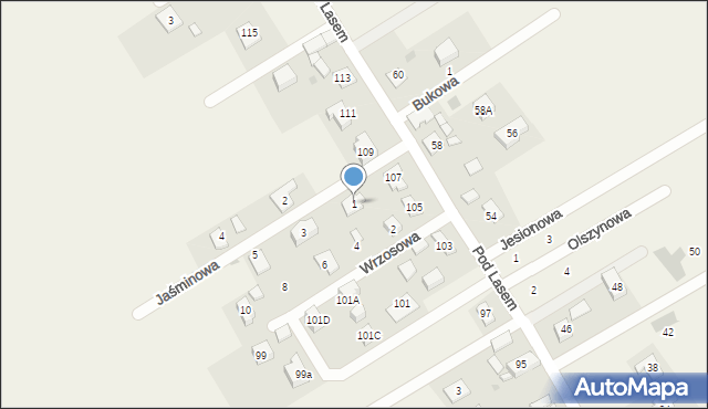 Łuczyce, Jaśminowa, 1, mapa Łuczyce