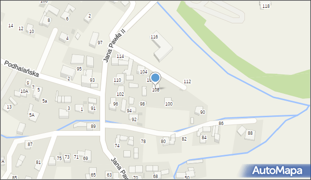 Ludźmierz, Jana Pawła II, 108, mapa Ludźmierz