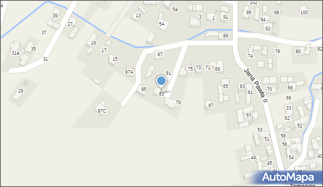 Ludźmierz, Jana Pawła II, 83, mapa Ludźmierz