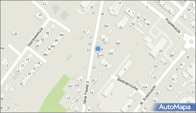 Łuków, Jana Pawła II, 22, mapa Łuków