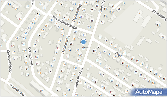 Łuków, Jana Pawła II, 57, mapa Łuków