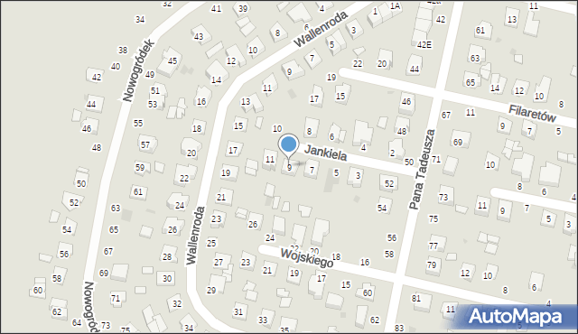 Łuków, Jankiela, 9, mapa Łuków