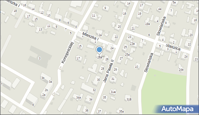 Małomice, Jana Pawła II, 26a, mapa Małomice