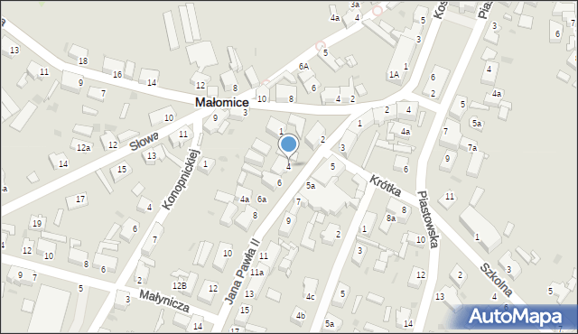 Małomice, Jana Pawła II, 4, mapa Małomice