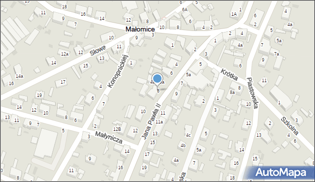 Małomice, Jana Pawła II, 8, mapa Małomice