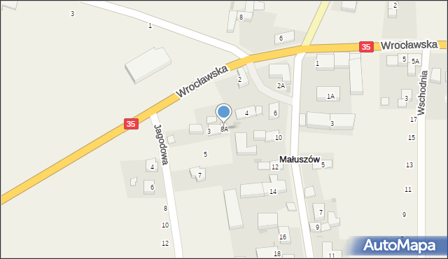 Małuszów, Jagodowa, 8A, mapa Małuszów
