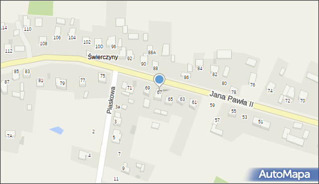 Masłów Pierwszy, Jana Pawła II, 67, mapa Masłów Pierwszy