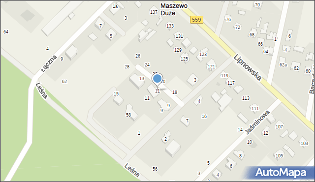 Maszewo Duże, Jaśminowa, 11, mapa Maszewo Duże