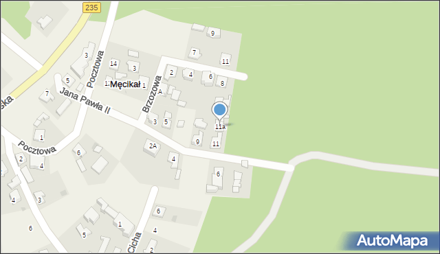 Męcikał, Jana Pawła II, 11a, mapa Męcikał