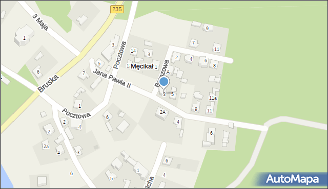 Męcikał, Jana Pawła II, 3, mapa Męcikał