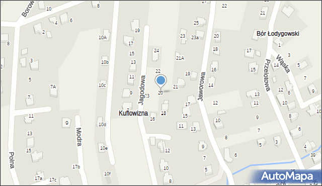 Meszna, Jagodowa, 20, mapa Meszna