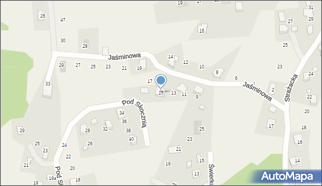 Meszna, Jaśminowa, 15, mapa Meszna