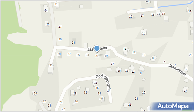 Meszna, Jaśminowa, 21, mapa Meszna