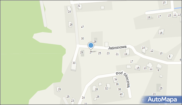 Meszna, Jaśminowa, 27, mapa Meszna