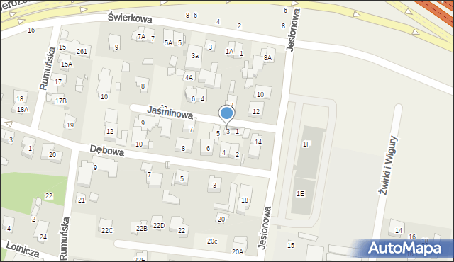 Michałowice, Jaśminowa, 3, mapa Michałowice