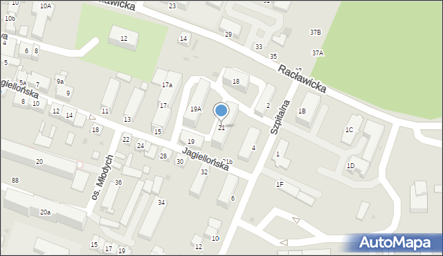 Miechów, Jagiellońska, 21, mapa Miechów