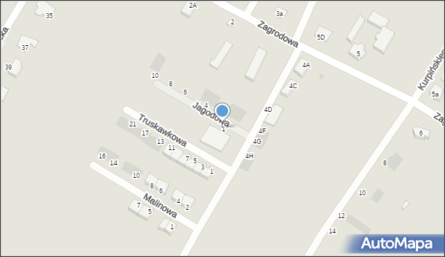 Międzychód, Jagodowa, 1, mapa Międzychód