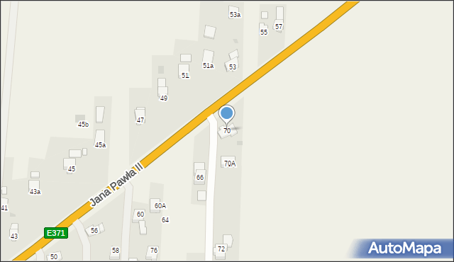 Miejsce Piastowe, Jana Pawła II, 70, mapa Miejsce Piastowe