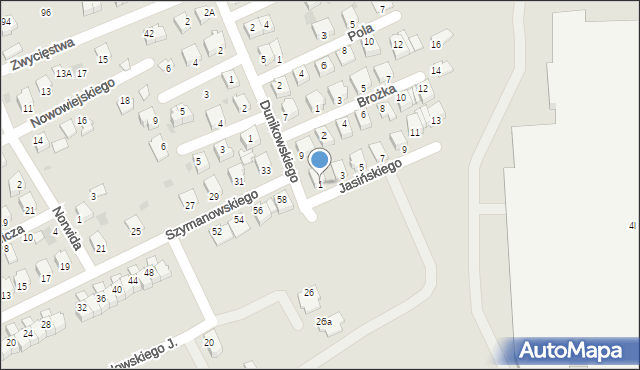 Mielec, Jasińskiego, 1, mapa Mielca