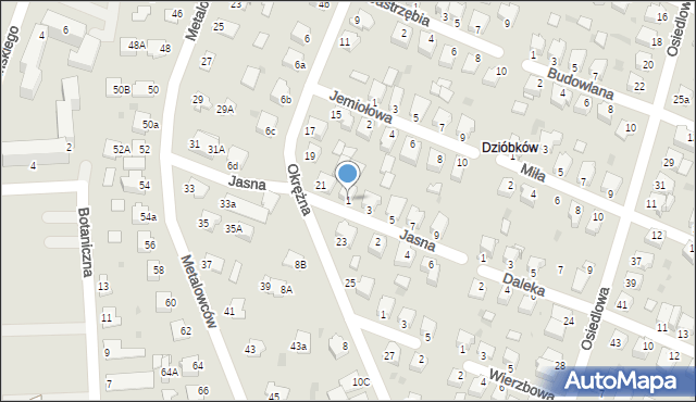 Mielec, Jasna, 1, mapa Mielca