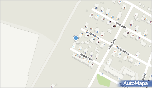 Mielec, Jaworowa, 10A, mapa Mielca