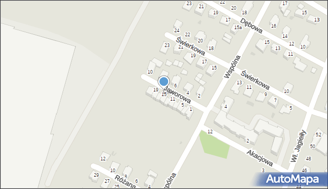 Mielec, Jaworowa, 15, mapa Mielca