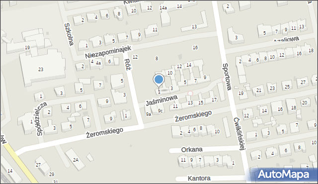 Mielno, Jaśminowa, 1, mapa Mielno