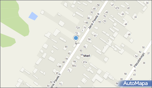 Mień, Jana Pawła II, 78, mapa Mień