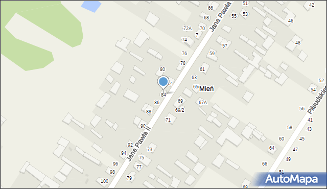 Mień, Jana Pawła II, 84, mapa Mień