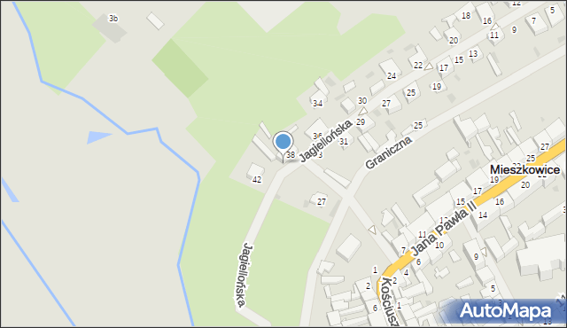 Mieszkowice, Jagiellońska, 40, mapa Mieszkowice