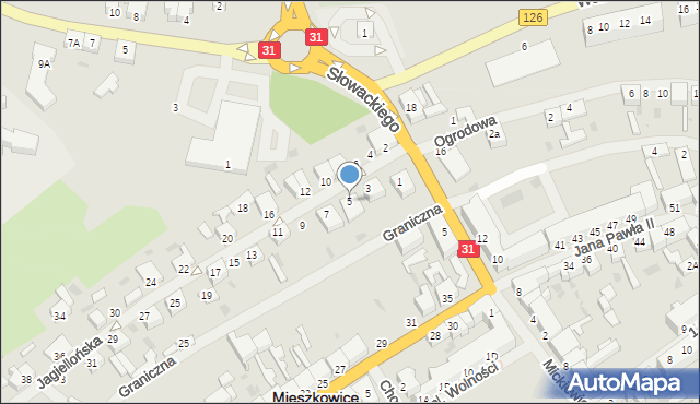Mieszkowice, Jagiellońska, 5, mapa Mieszkowice