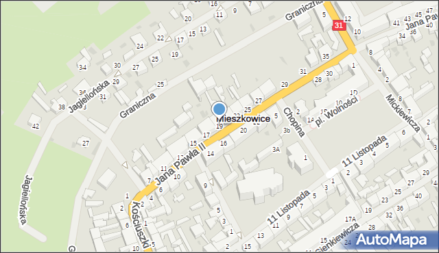 Mieszkowice, Jana Pawła II, 19, mapa Mieszkowice
