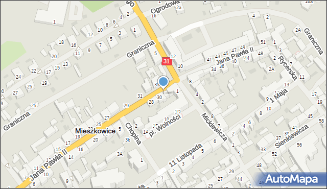Mieszkowice, Jana Pawła II, 32, mapa Mieszkowice