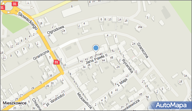 Mieszkowice, Jana Pawła II, 47, mapa Mieszkowice