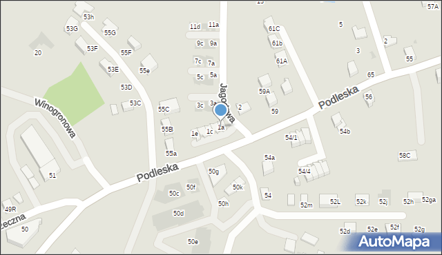 Mikołów, Jagodowa, 1a, mapa Mikołów