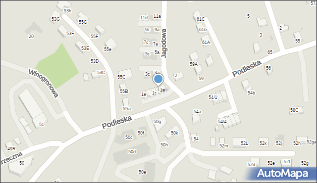 Mikołów, Jagodowa, 1b, mapa Mikołów