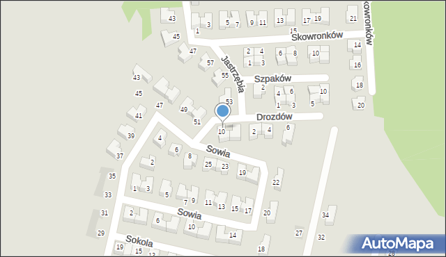 Mikołów, Jastrzębia, 12, mapa Mikołów