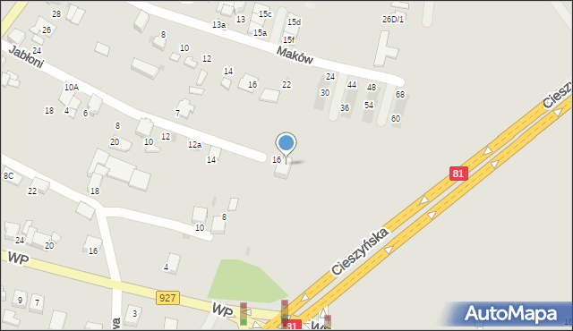 Mikołów, Jabłoni, 18, mapa Mikołów