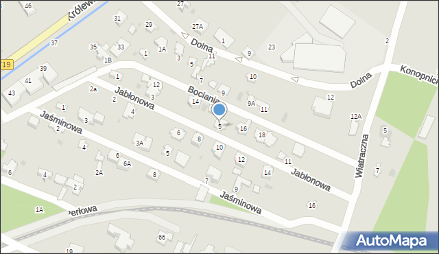 Milanówek, Jabłonowa, 5, mapa Milanówek