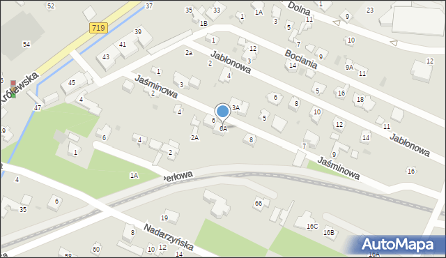 Milanówek, Jaśminowa, 6A, mapa Milanówek