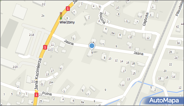 Milówka, Jasna, 6, mapa Milówka